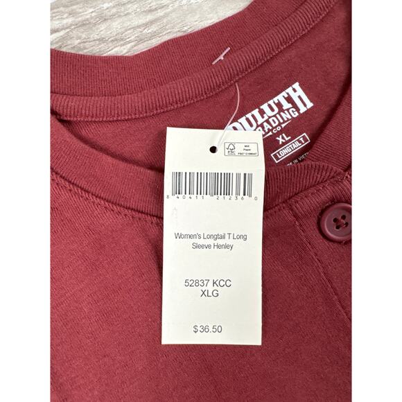 Duluth Trading Co. Women’s Longtail T Long Sleeve Henley Rust‎ Red XL - Picture 4 of 6